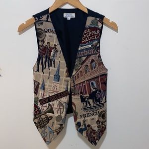 Vintage New Orleans Bourbon Street French Quarter Jazz Tapestry ChugaChuga Vest